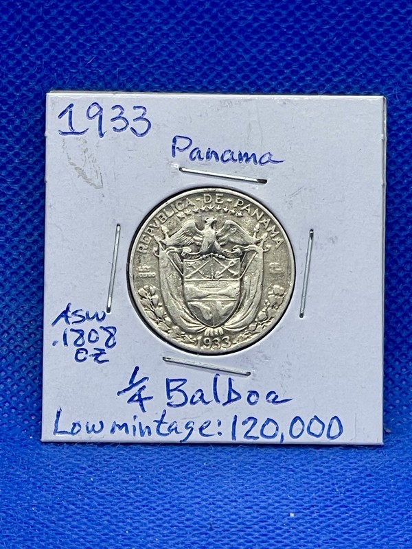 1933 panama 1/4 balboa