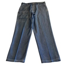 Vintage FUBU Denim Jeans Men Fit 38x33 Wide Leg Carpenter Satin Sheen Baggy Y2K