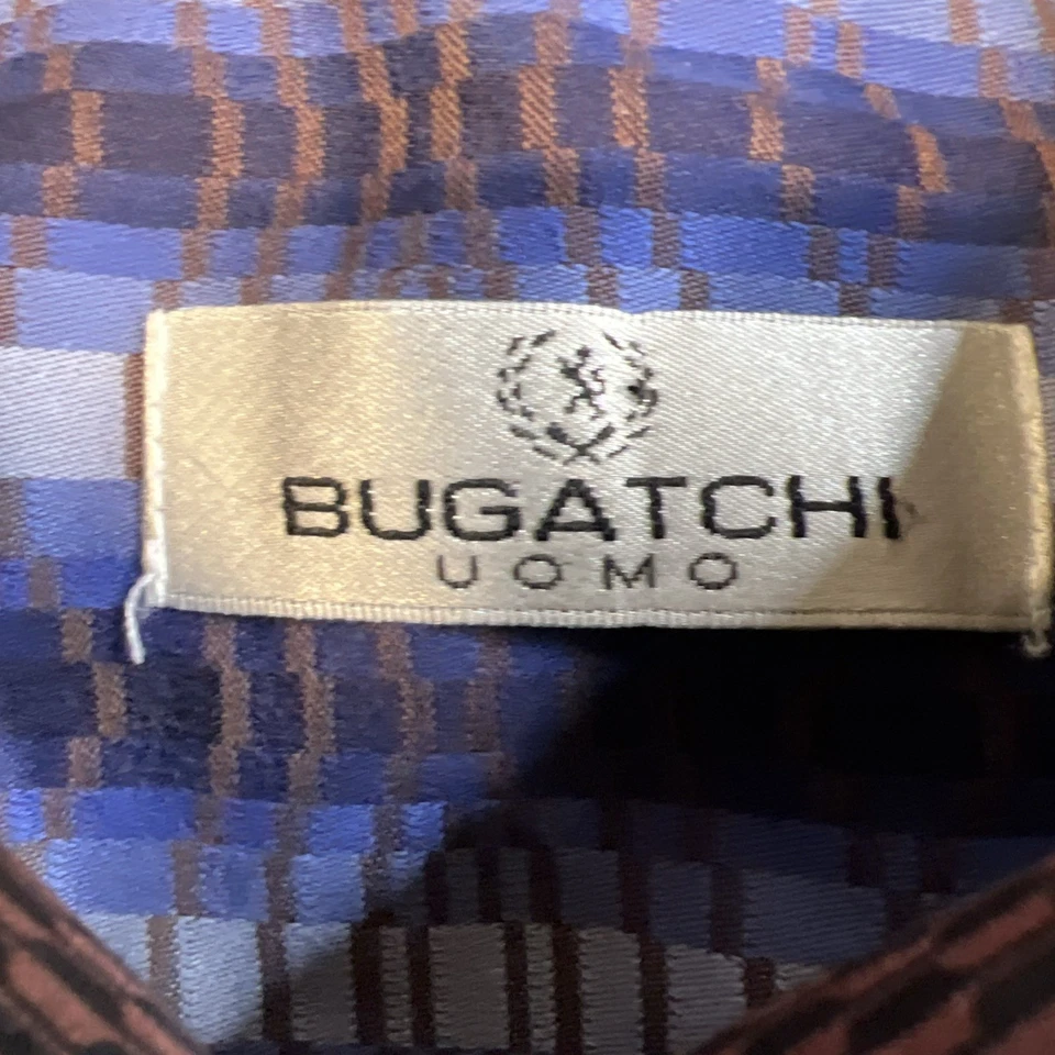 Bugatchi Uomo Shirt Men's XL Blue Stripe Long Sleeve Button Up - Image 2 of 4