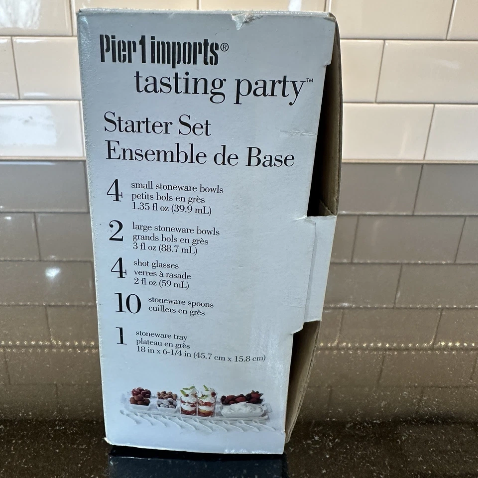 Pier 1 Imports Tasting Party Starter Set White Stoneware 21 Pieces NIB 430/4316 - Image 4 of 4