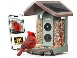 Kiwibit Solar Smart Bird Feeder with Camera - No Subscription, AI Bird Identify