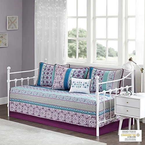  Joni Cozy Daybed Cover Set - Casual Boho Pieced 75"W x 39"L Joni Purple - Image 3 of 4