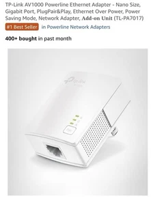 TP-Link AV1000 Powerline Ethernet Adapter - Nano Size, Gigabit Port, white