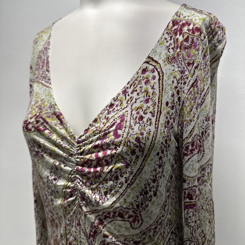 Etro Blouse Top Shirt Long Sleeve Stretch V-Neck Floral Paisley Size EU 44 US 8 - Picture 6 of 8