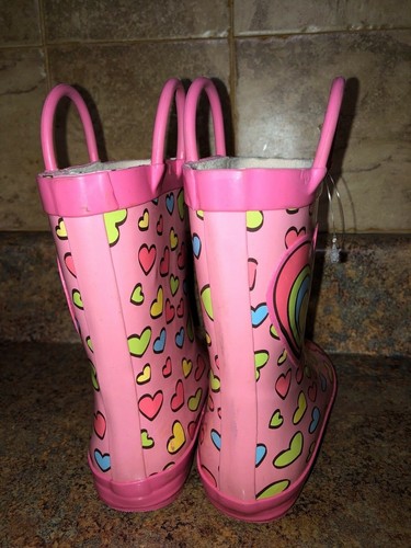 GIRL’S HEART SHAPED RUBBER RAIN BOOTS-SIZE: 10 - Picture 3 of 4