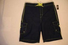 Mens Swim Trunks XL Board Shorts Swimsuit Blue Cargo Pockets Lined Beach Pool