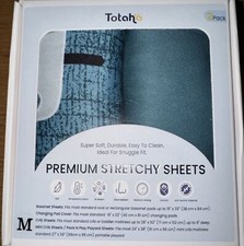 TotAha Premium Stretchy Crib Sheets 2-Pack Silky Comfort NIB Teal/Green 32x16