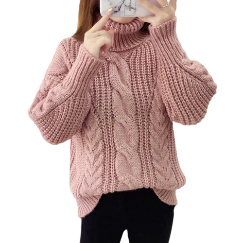Damenpullover hochgeschlossen Winter warm Pulli Tops Damen Langarm schicke Strickwaren - Bild 6 von 65
