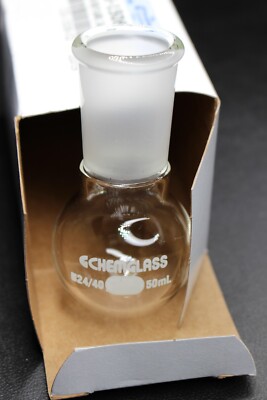 50mL Round Bottom Flask 24/40 Outer Joint Chemglass CG1506-02 Heavy Wall RBF NEW