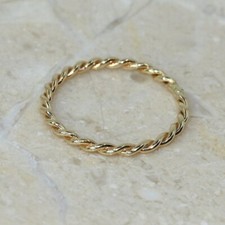 Minimalist Twisted Silver Stacking Ring Delicate Rope Band Ring Handmade Ring