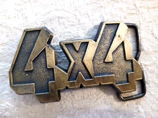 Vintage 4X4 Brass Tone Metal Interchangeable Belt Buckle Off Roading 1.75x3.25"