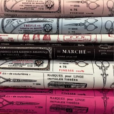 YUWA Fabric Vintage Inspired Sewing Theme Cotton Fabric by the HALF YARD