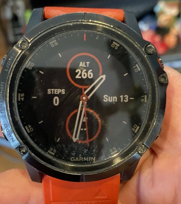 Garmin Fenix 5X Plus 51mm Sapphire Black Case with Red Strap GPS Watch |  eBay