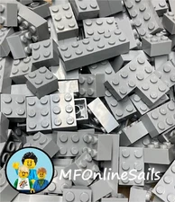 100 Light Bluish Gray Genuine LEGO Bricks 2x2 2x3 2x4 Mixed Bulk Lot