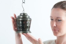 13cm Silver Pewter Hanging Lantern/Candle or Tea Light Holder - Home or Garden 