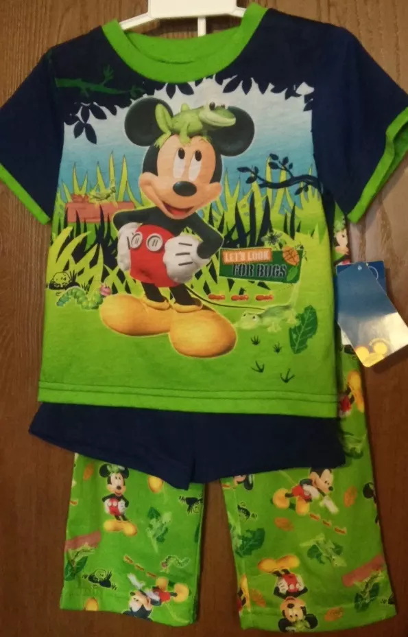 MICKEY Mouse Pajamas Boy's 4T 3 piece Set NeW Shirt Shorts Pants