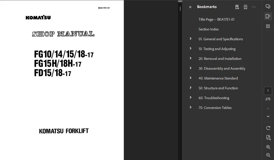 KOMATSU FG14-17 FORKLIFT SERVICE REPAIR SHOP MANUAL PDF USB - Изображение 2 из 2