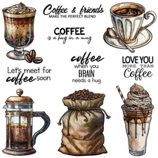 Coffee Drinks Metal Cutting Dies Clear Stamp Set Embossing Scrapbooking Crafts