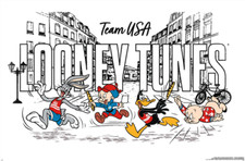 LOONEY TUNES X TEAM USA - Illustrierter Rennposter - 22x34 24980