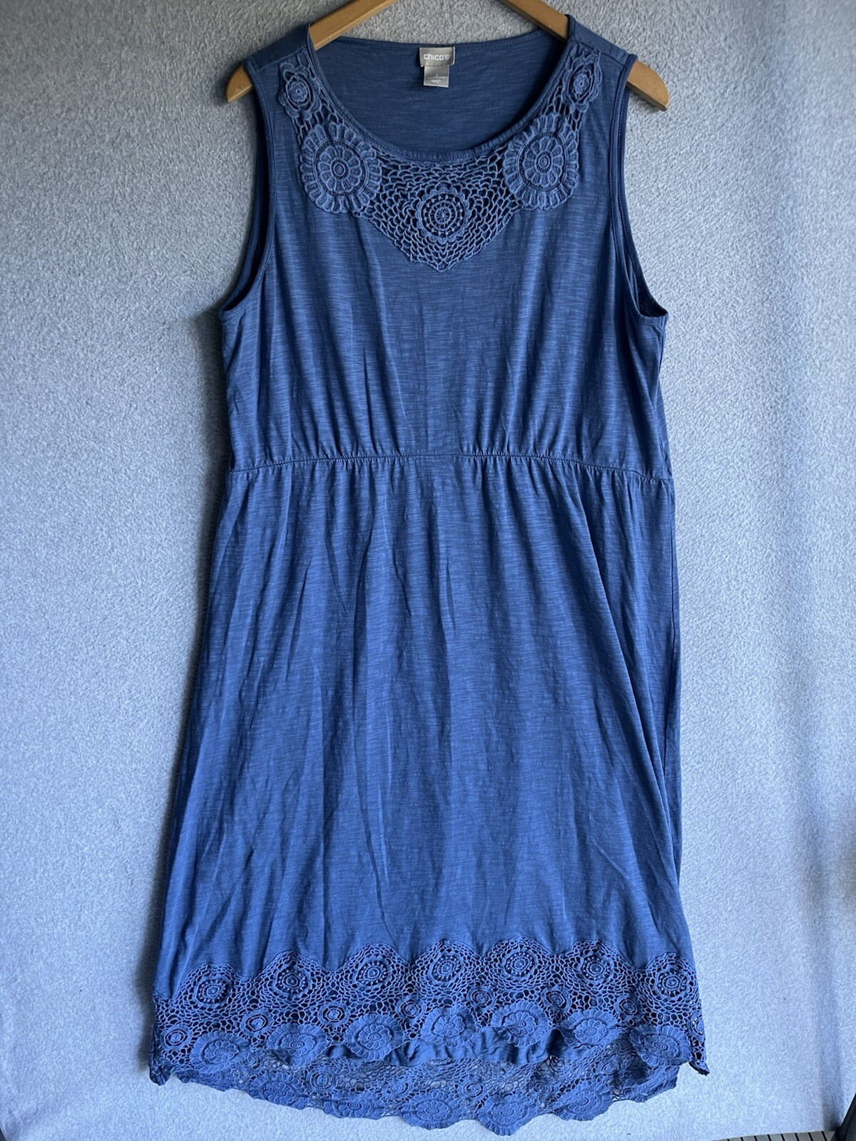 Chicos Women’s 16/18 Crochet-Detail Maxi Blue Dress