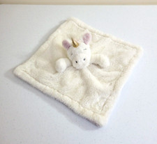 White Unicorn Fleece Soft Fluffy Plush Stuffed Baby Lovey Security Blanket 14"