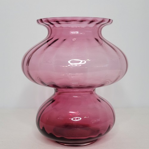 Vintage Pilgrim Art Glass 8" Cranberry Open Double Hurricane Vase Candle Holder - Picture 3 of 6