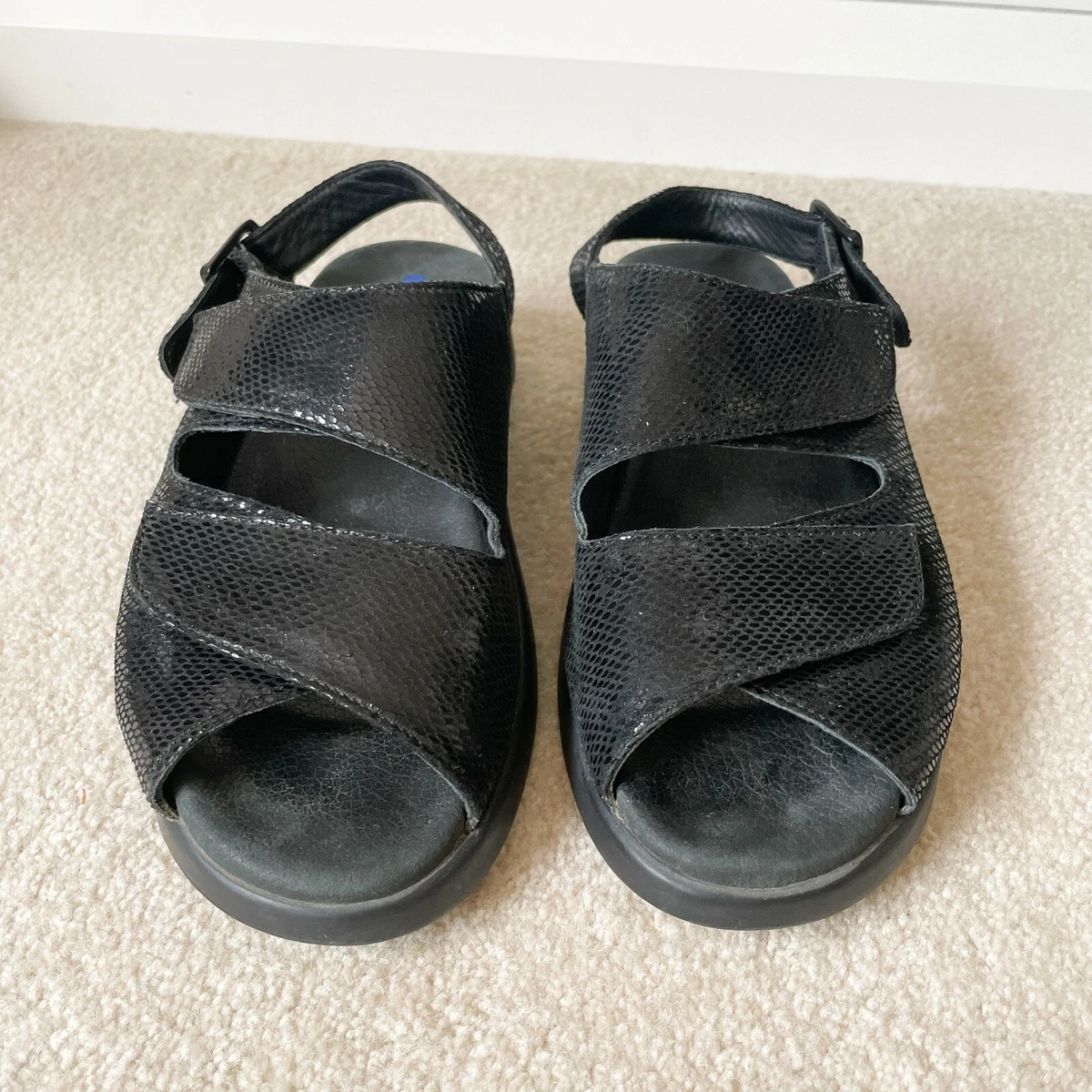 Wolky Size 40 US 9 Black Nimes Ankle Strap Adjustable Comfort