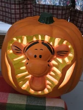Disney Tigger Pumpkin Jack O Lantern Vtg Hard Foam Halloween Light 1990s Tested 