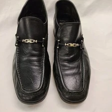 Hanover Embassy Collection Black Leather slip on bit Loafers Mens size 9.5 USA