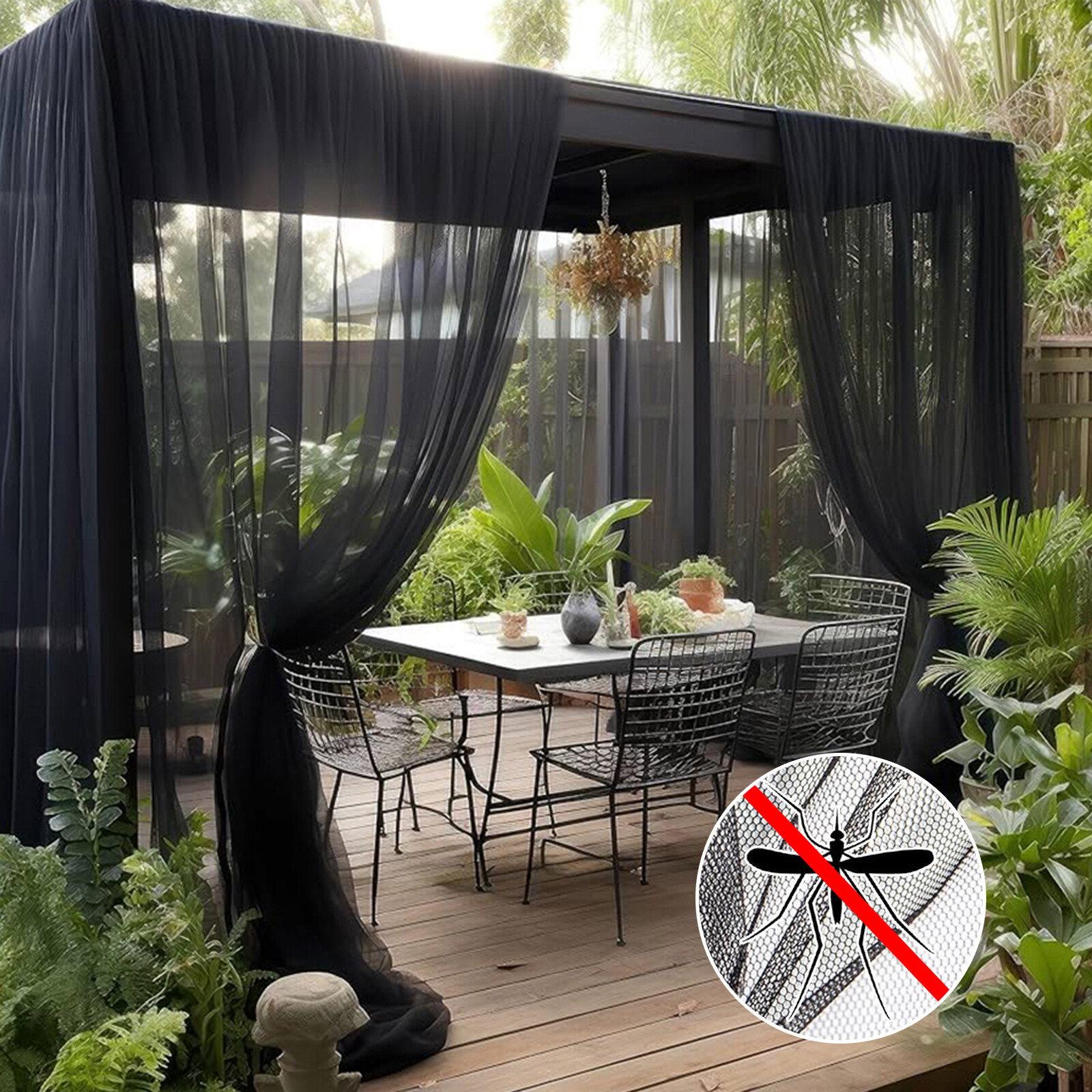 Outdoor Patio Mosquito Net Screen Mesh Curtains Netting Porch Garden