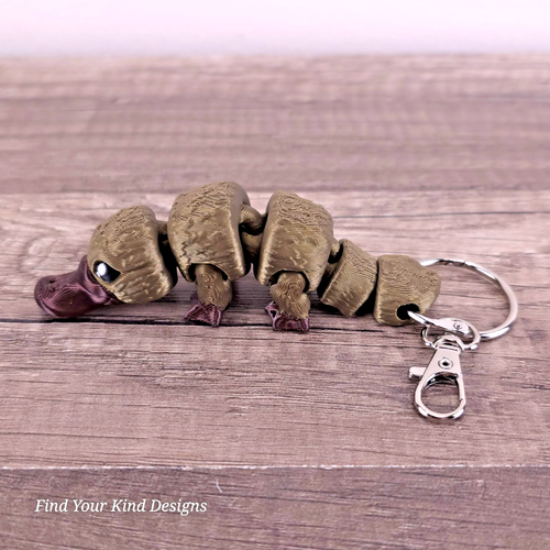Mini Platypus Keychain 3D Printed – 4" Articulated Flexi Fidget Toy Gift - Picture 2 of 5