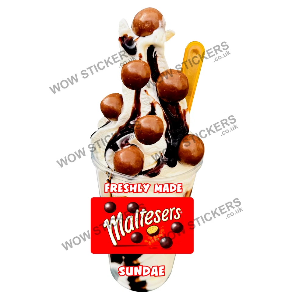 WOW Ice cream van sticker Maltesers sundae sauce trailer shop decals