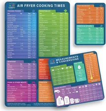 Air Fryer Cheat Sheet Magnets 3 Pack Cooking Guide Time Reference Accessories