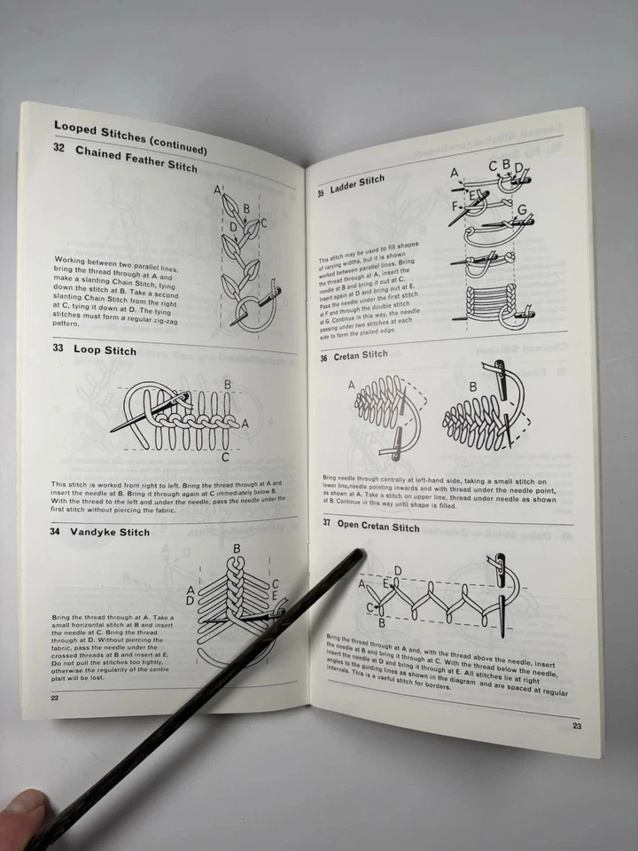 100 Embroidery Stitches Anchor Coats 1981 Vintage Craft Guide Booklet Sewing - Image 4 of 4