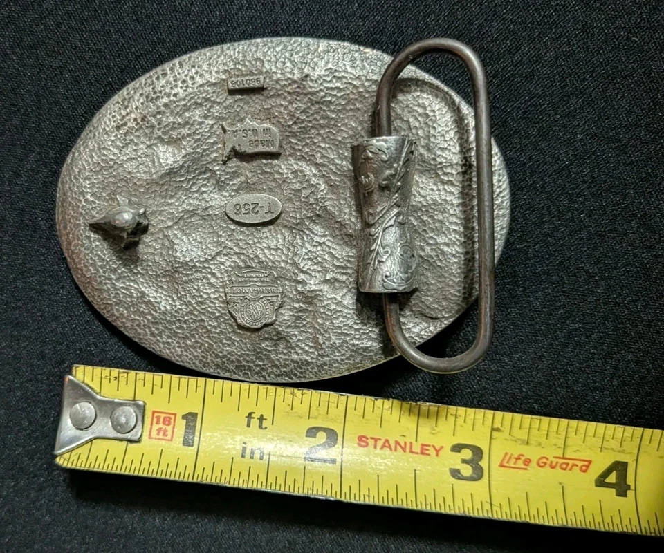 Fivela de cinto bandeiras de águia careca EUA esmalte azul-petróleo bergamota T-256 980106 patriótico  - Imagem 3 de 3