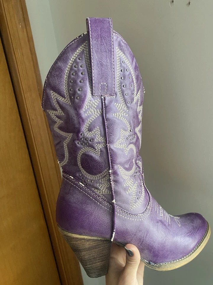 Botas vaqueras vintage Ferrini muy volátiles Denver en morado talla 7,5 Foto 4 de 4