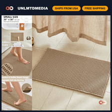 Non-Slip Waffle Bath Mat, Washable Boho Bathroom Rug 30x20 Khaki - Soft Stylis