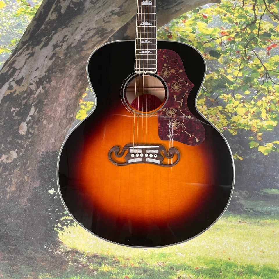 SJ200 Acoustic Electric Guitar Top Solid Spruce Maple B&S 6string Sunburst Color - Image 2 of 4