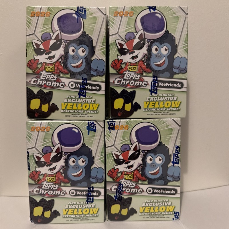 NEW 2026 Topps Chrome VeeFriends Blaster Value Box Lot of 4 - Yellow Refractors
