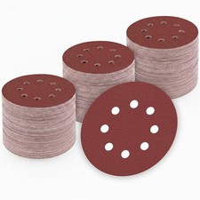 Partyreal Sand-Paper 100PCS 5-Inch 8-Hole Hook-and-Loop Sanding Discs for Random 0.18 per gallon