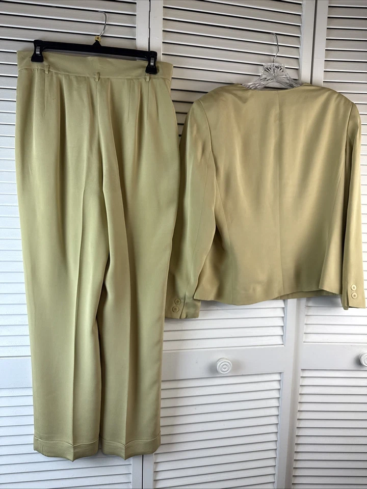 Chaqueta y pantalón traje Liz Caliborne seda tostada talla 10 colección para mujer” Foto 4 de 4