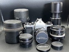 EXC   Asahi Pentax SV SLR Camera Three Lens Bundle w/2X Teleconverter WORKS 