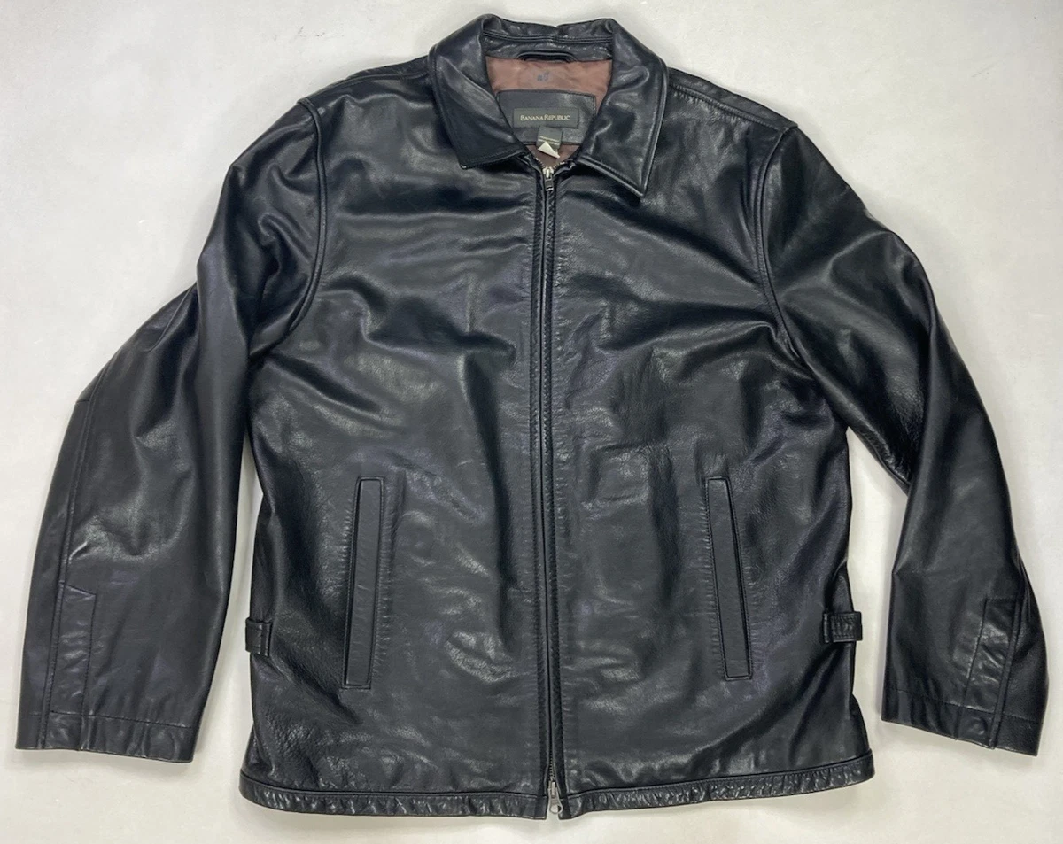 Banana Republic Black Leather Outer Shell Coats, Jackets & Vests