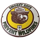 Vintage Smokey Bear Wildfires Sign - Prevention Gas Porcelain Sign