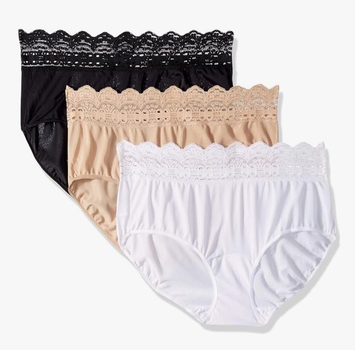 Olga Nylon Secret Hug 3 Pack Hipster Panties Size 7