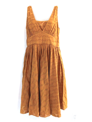 VTG Calvin Klein Dress Womens 12 A Line Golden Yellow Polka Dot Cotton  Coquette | eBay