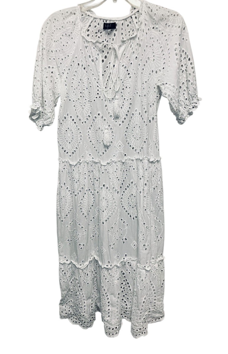 peasant sleeve midi dress Indigo White Hand Block Printed Cotton Midi Dress With Peasant Sleeves InduBindu
