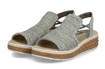 Rieker Sandale Grün Sandalette Riemchensandale Gummizug Plateau Slipper - Bild 1 von 4