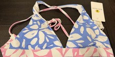 Nwt Womens Body Glove White/Light Blue/Pink Floral Bikini Bathing Suit Top XS