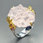 Fine Art 28 ct Natural Rose Quartz Ring 925 Sterling Silver Size 7 /R470613